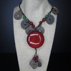 Orange Pendant Statement Necklace